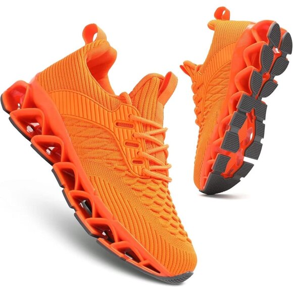 Women Orange Slip-On Walking Running Shoes Blade Sneakers Non-Slip Comfort - Picture 7 of 8